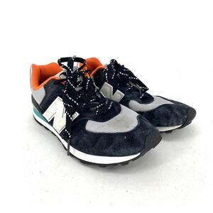 New Balance 574 Black Teal Orange Running Shoes Womens 8 Mens 6.5 Boys 6.5